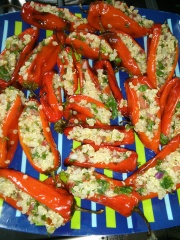 Roasted mini peppers stuffed with quinoa salad